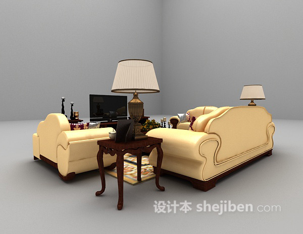 欧式风格欧式豪华组合沙发大全3d模型下载
