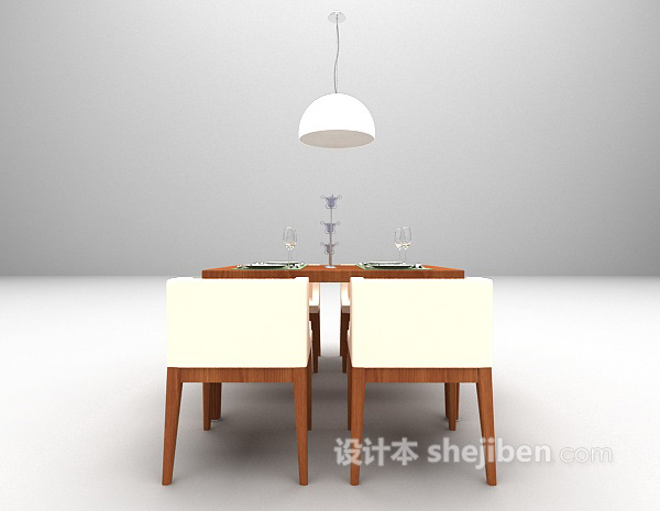 设计本现代木质餐桌3d模型下载