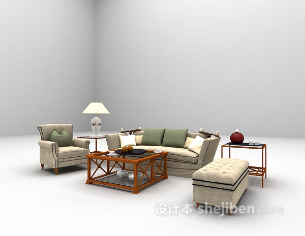 免费欧式皮质沙发3d模型下载
