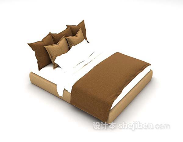 现代风格棕色床具3d模型下载