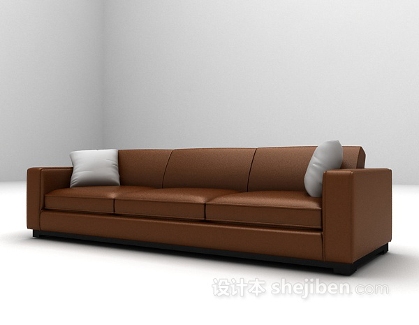 设计本三人皮质沙发3d模型下载