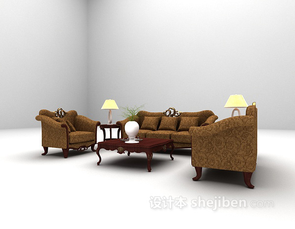 免费棕色木质沙发大全3d模型下载