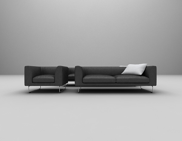 黑色皮质沙发3d模型大全