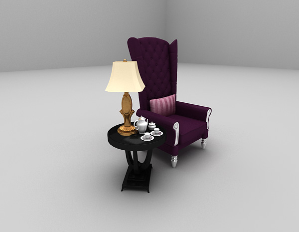 欧式风格高背沙发3d模型下载