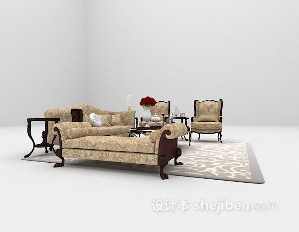 免费欧式组合沙发3d模型下载