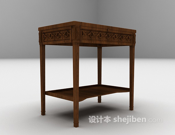 中式风格中式棕色装饰架免费3d模型下载