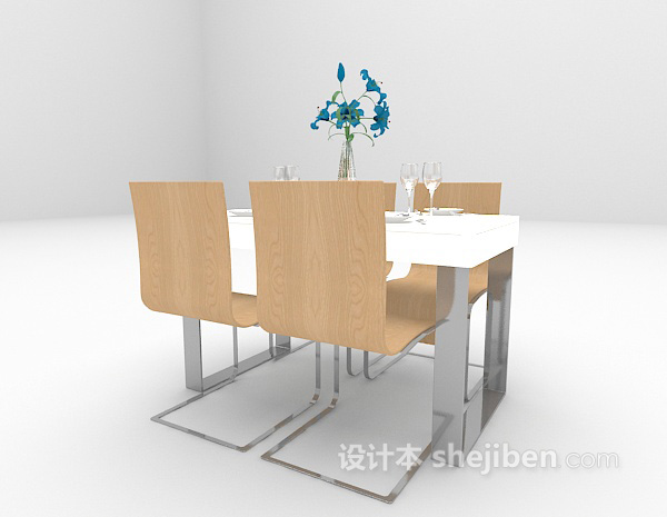 免费2015白色餐桌组合欣赏3d模型下载