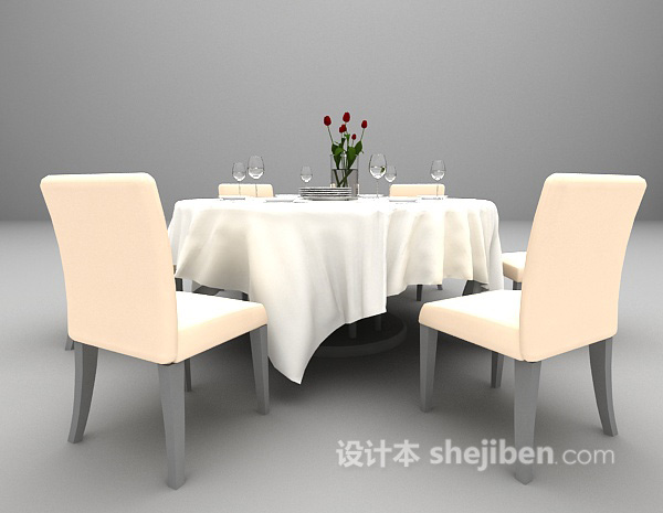 设计本白色圆桌3d模型下载