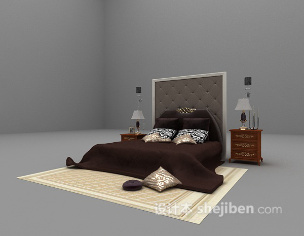 免费欧式床具3d模型下载