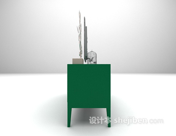设计本绿色电视柜3d模型下载