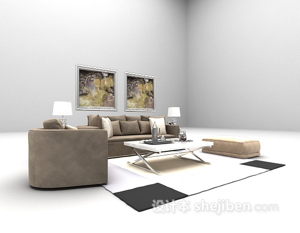 现代风格深色组合沙发3d模型下载