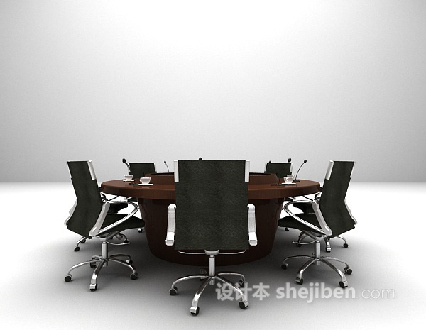 圆形会议桌3d模型下载