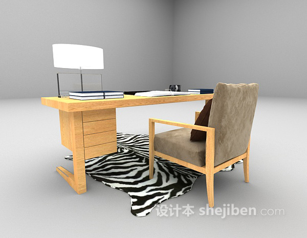 现代风格现代书桌3d模型下载