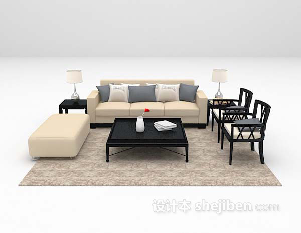 免费多人沙发max3d模型下载