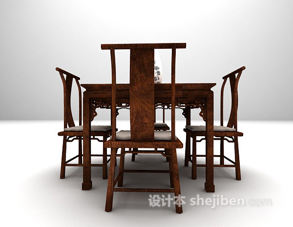 中式木质桌椅3d模型推荐