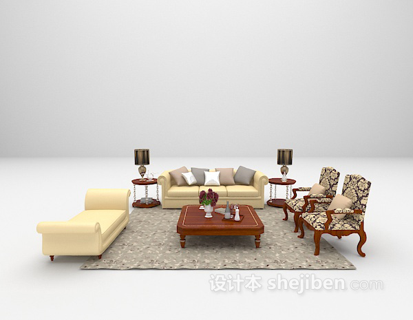 木质欧式沙发3d模型欣赏