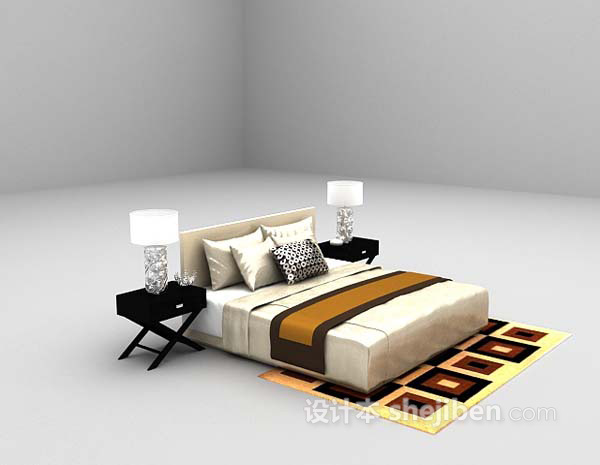 欧式风格白色矮床3d模型下载