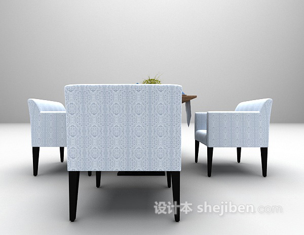 设计本蓝色简易桌椅3d模型下载