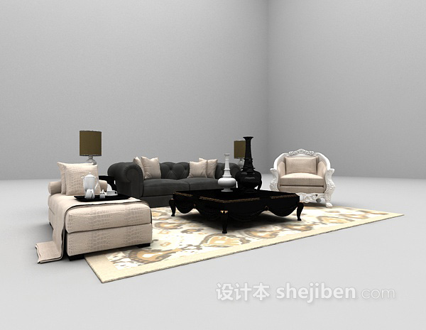 欧式沙发3d模型欣赏