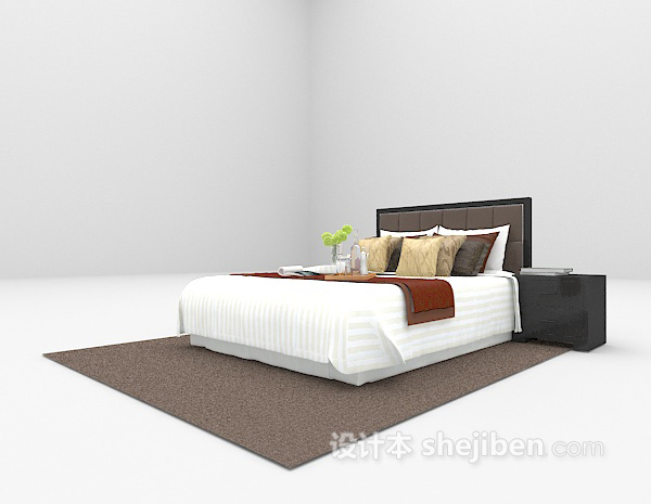 免费现代棕色床欣赏3d模型下载