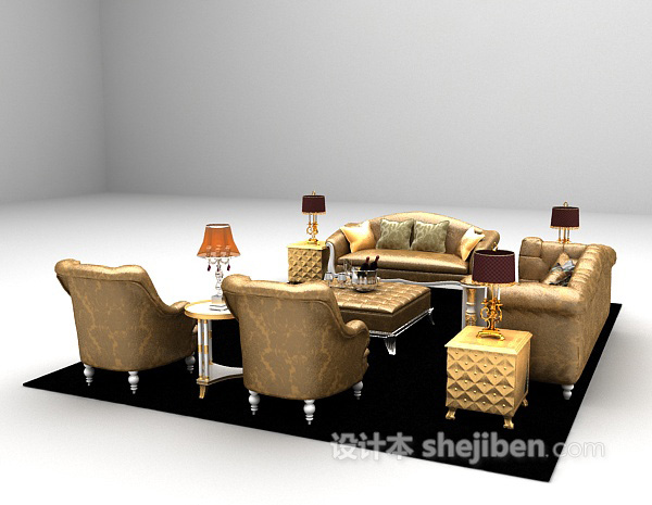 免费白色组合沙发3d模型下载