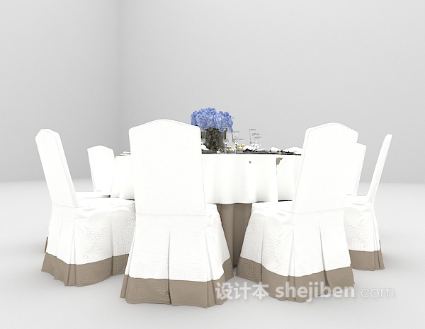 免费白色欧式桌椅3d模型下载