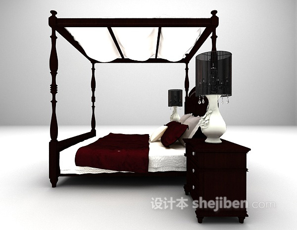 设计本欧式双人床具3d模型下载