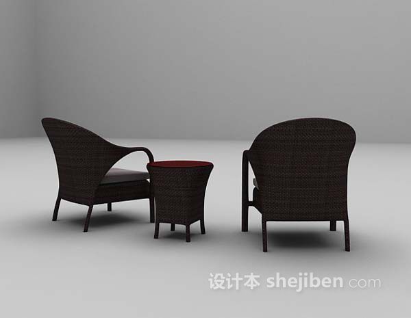 黑色家居椅组合3d模型下载