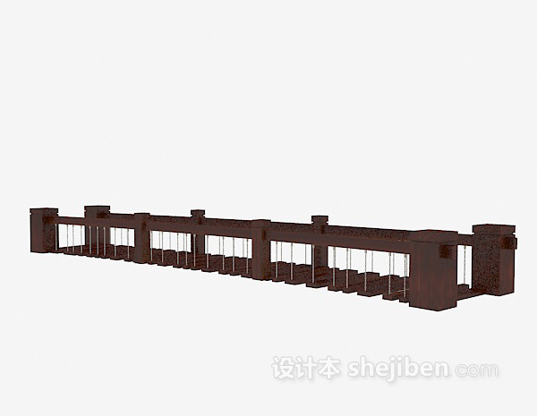 免费中式木桥3d模型下载