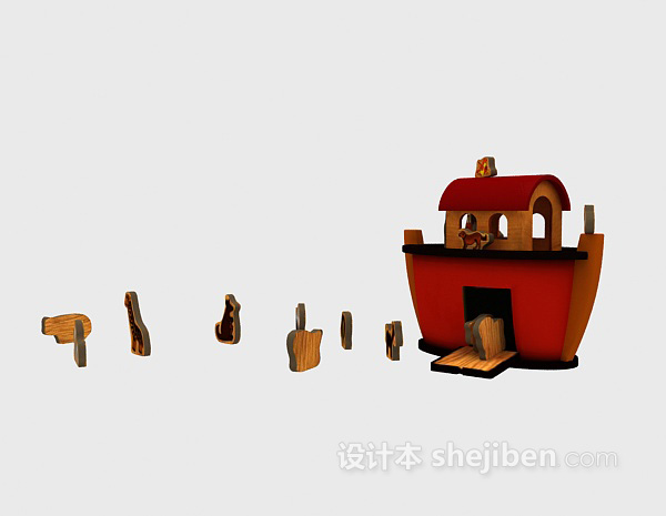 现代风格儿童玩具木块3d模型下载