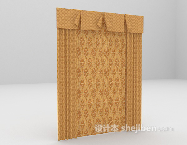 设计本棕色窗帘免费3d模型下载