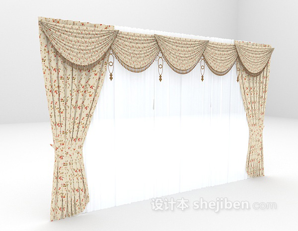 设计本欧式花纹窗帘3d模型下载
