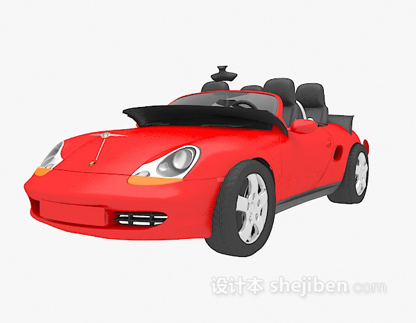 免费红色跑车3d模型下载