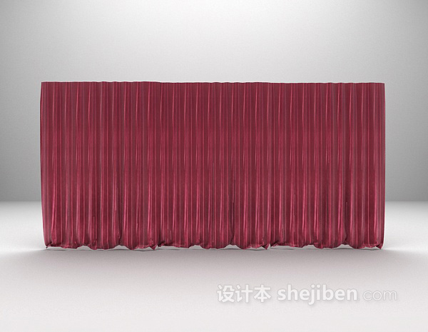 枚红色个性窗帘3d模型下载