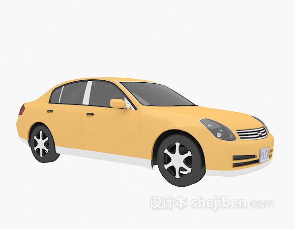 设计本黄色汽车3d模型下载