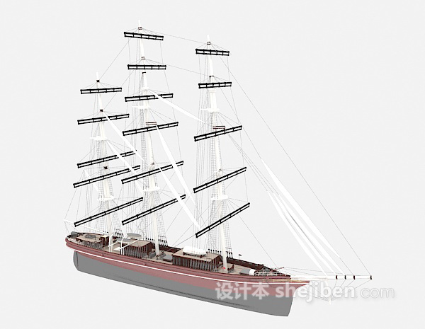 现代风格大的帆船3d模型下载