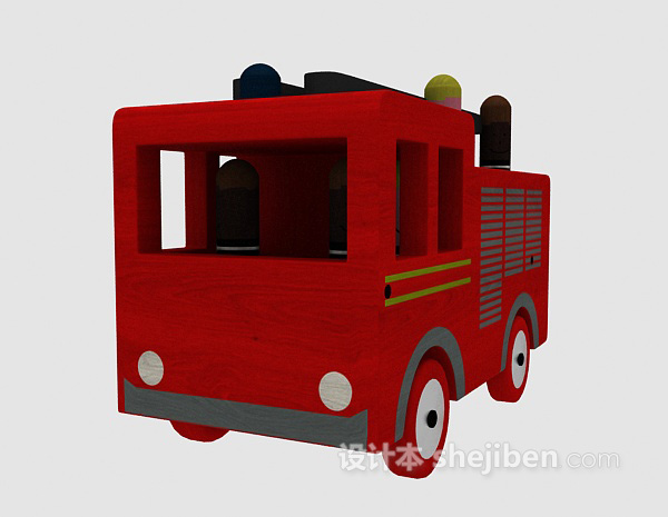 免费红色儿童玩具车3d模型下载