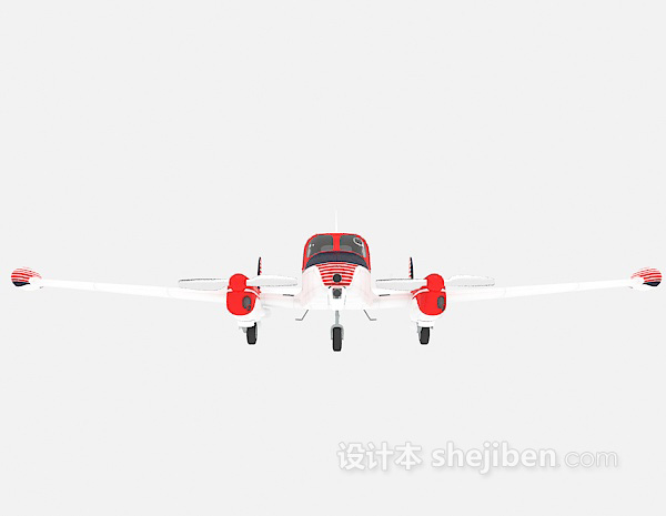 红色条纹直升机3d模型