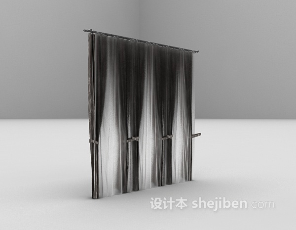 设计本黑色现代窗帘3d模型下载