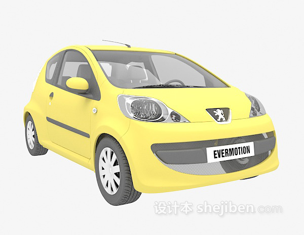 设计本黄色小Q车3d模型下载