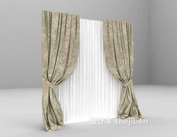 设计本现代风格窗帘3d模型下载