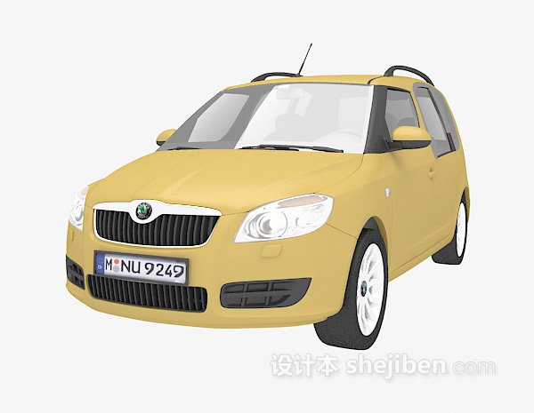 设计本黄色汽车免费3d模型下载