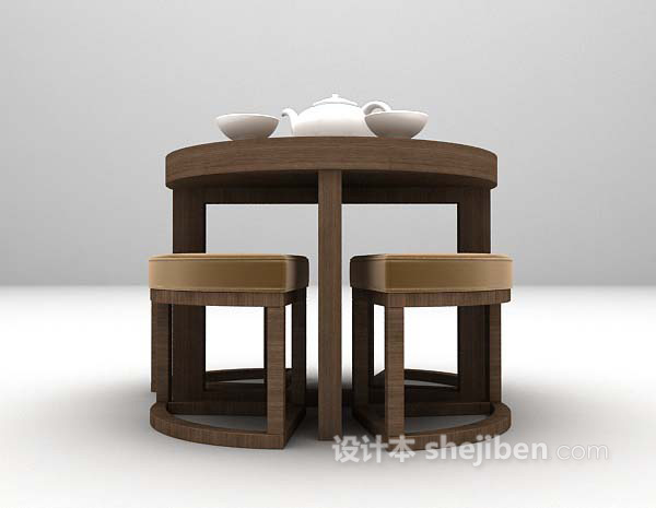 免费灰色桌椅组合欣赏3d模型下载
