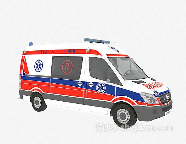 现代风格医疗救护车3d模型下载