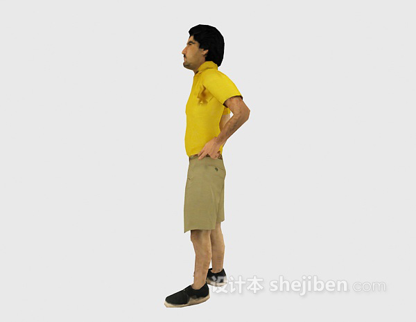 黄色衣服男人站姿人物3d模型下载