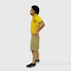 黄色衣服男人站姿人物3d模型下载