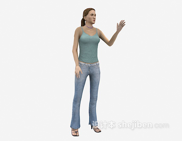 设计本招手中的女人3d模型下载