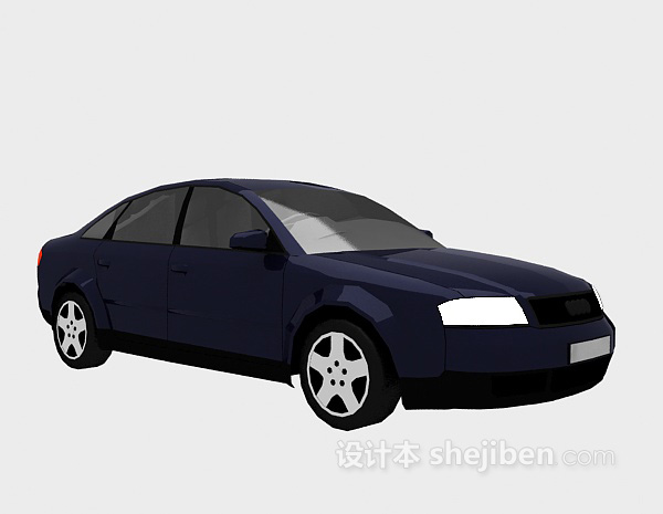 免费深蓝色小车3d模型下载