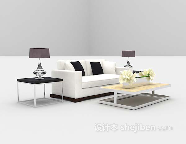 现代风格沙发茶几组合3d模型下载