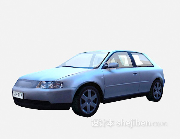 设计本蓝色车免费3d模型下载
